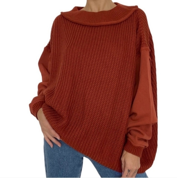easel Sweaters - Easel Rust Oversized Knit Sweater Women's Size Small NWT